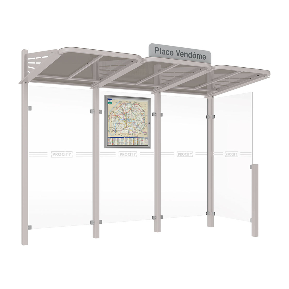Station bus Conviviale bardages verre RAL7044 - Bardage à droite - PROCITY - 529361.7044