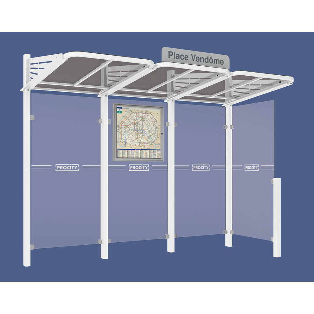 Station bus Conviviale bardages verre RAL9010 - Bardage à droite - PROCITY - 529361.9010