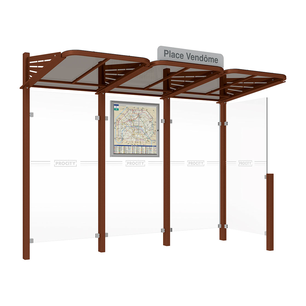 Station bus Conviviale bardages verre Aspect Corten - Bardage à droite - PROCITY - 529361.S025