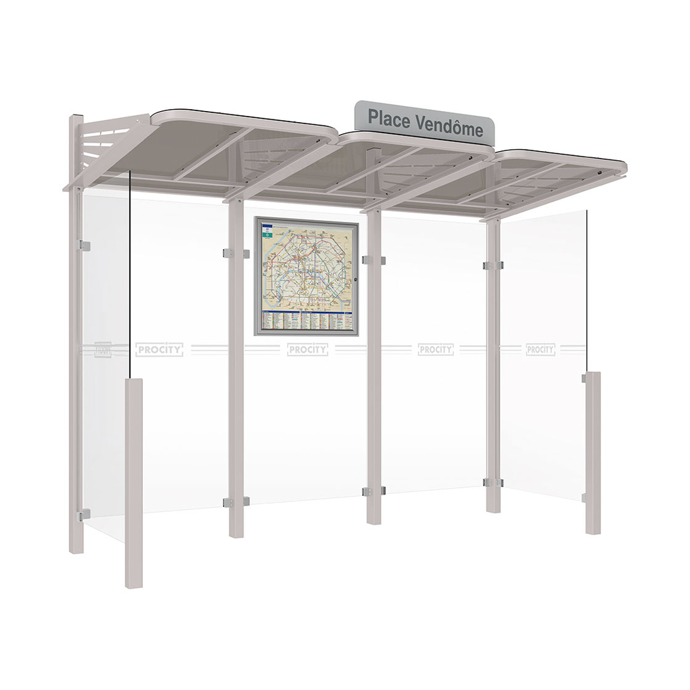 Station bus Conviviale bardages verre RAL7044 - Bardages à gauche et droite - PROCITY - 529362.7044