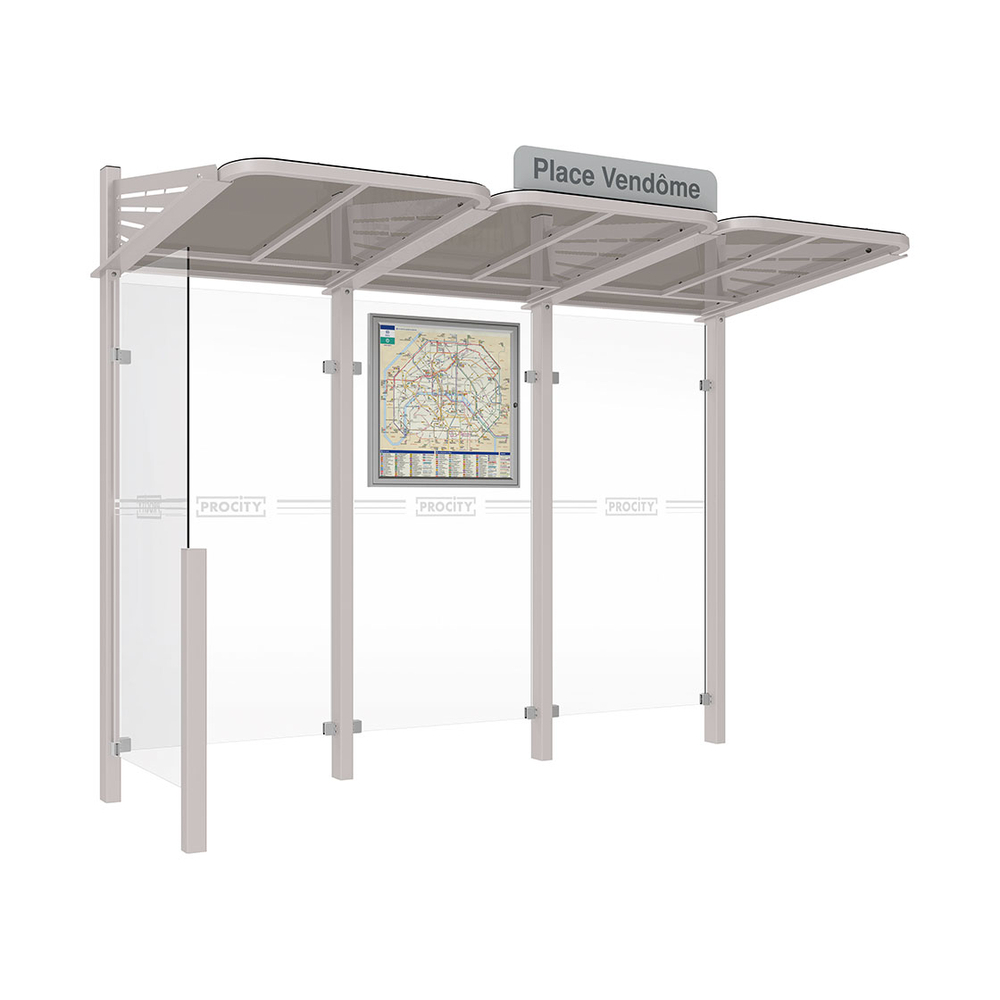 Station bus Conviviale bardages verre RAL7044 - Bardage à gauche - PROCITY - 529368.7044