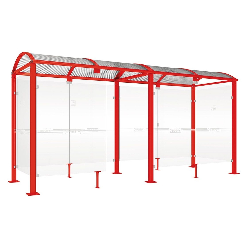 Abri fumeurs Voûte M RAL3020 - 5000 mm - PROCITY - 529371.3020