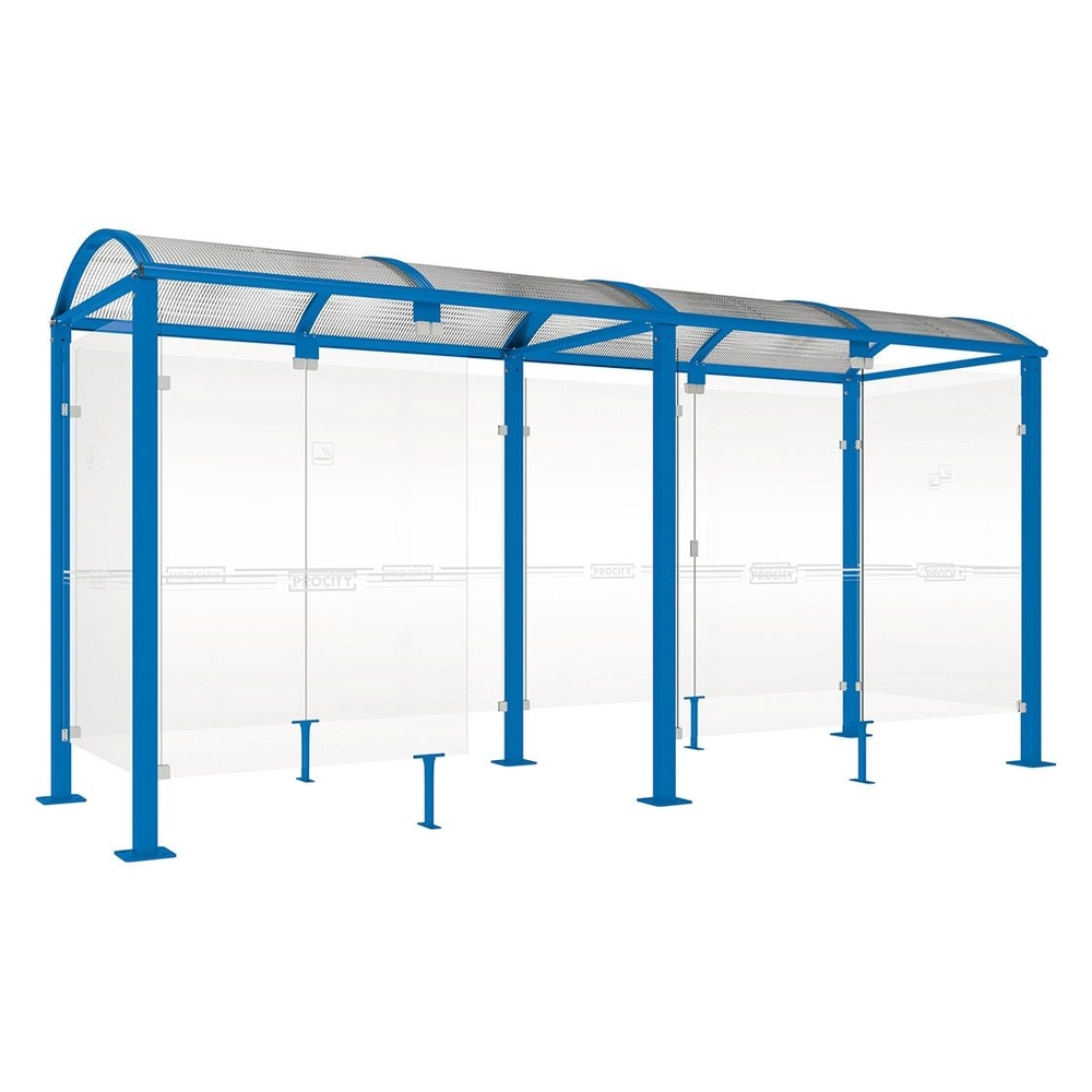 Abri fumeurs Voûte M RAL5010 - 5000 mm - PROCITY - 529371.5010