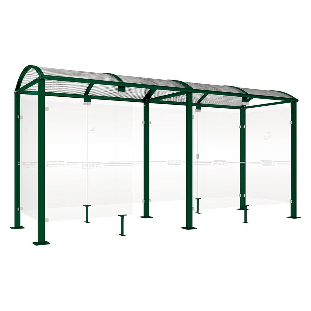Abri fumeurs Voûte M RAL6005 - 5000 mm - PROCITY - 529371.6005