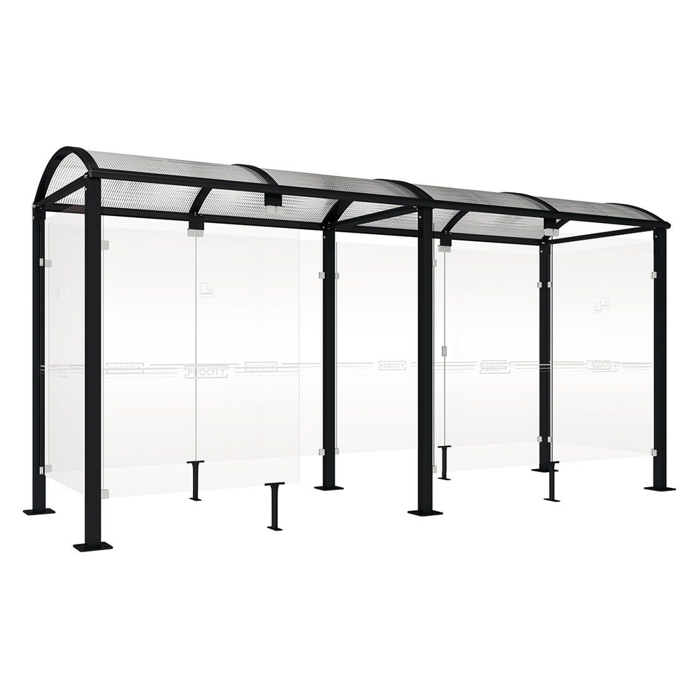 Abri fumeurs Voûte M RAL9005 - 5000 mm - PROCITY - 529371.9005
