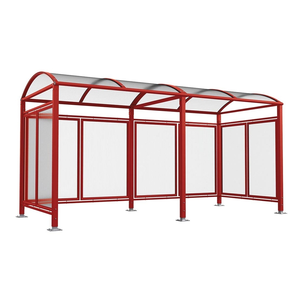 Abri vélos Voûte M bardages polycarbonate RAL3004 - Tout-en-un Abri initial + 1 extension + bardages latéraux et de fond - PROCITY - 529374.3004