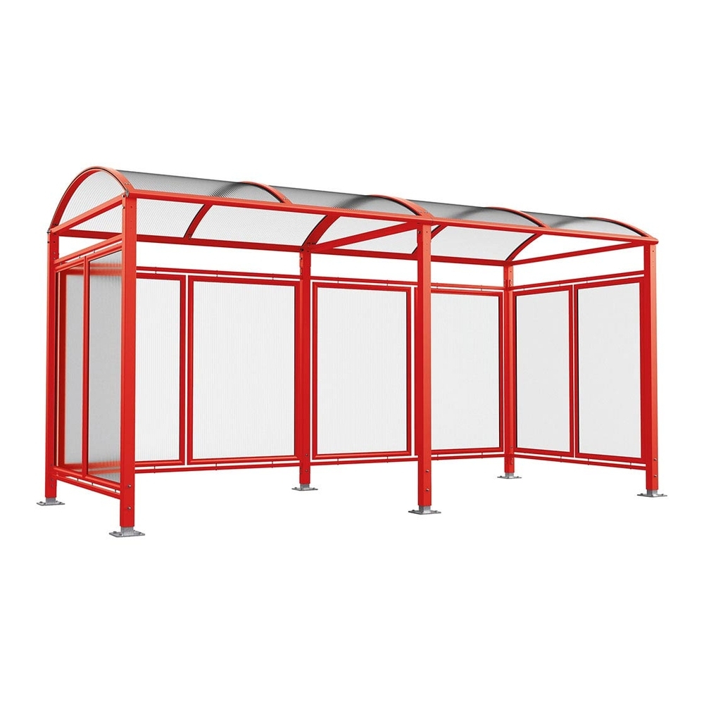 Abri vélos Voûte M bardages polycarbonate RAL3020 - Tout-en-un Abri initial + 1 extension + bardages latéraux et de fond - PROCITY - 529374.3020