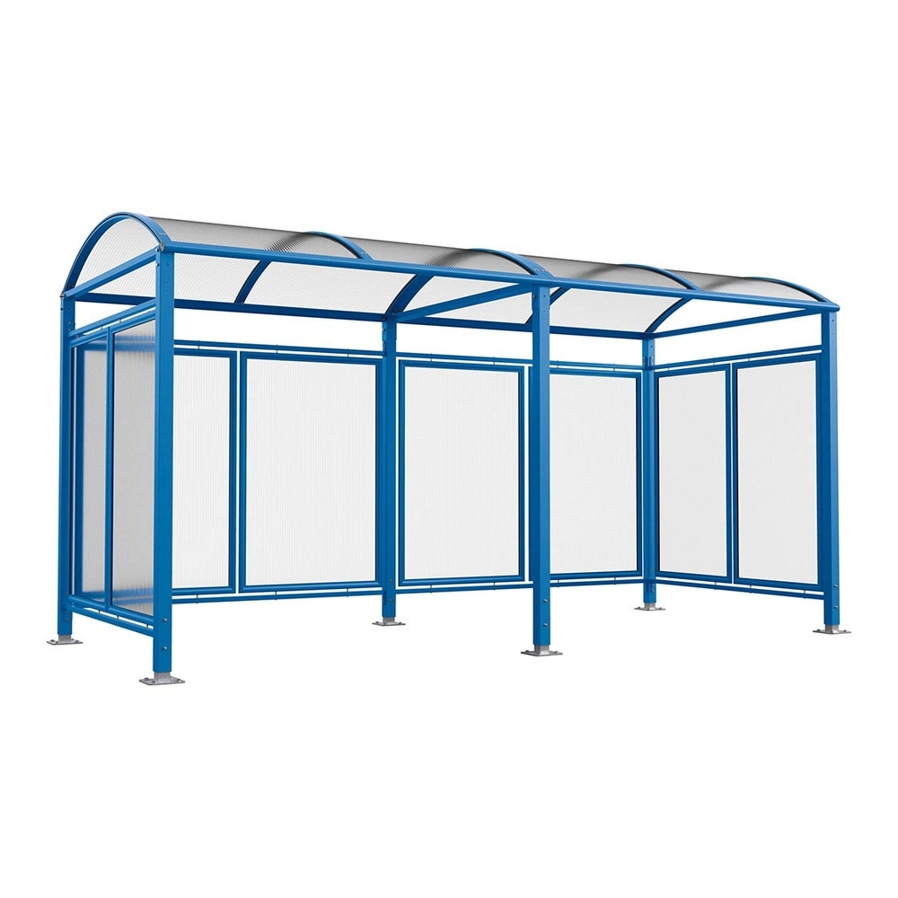 Abri vélos Voûte M bardages polycarbonate RAL5010 - Tout-en-un Abri initial + 1 extension + bardages latéraux et de fond - PROCITY - 529374.5010