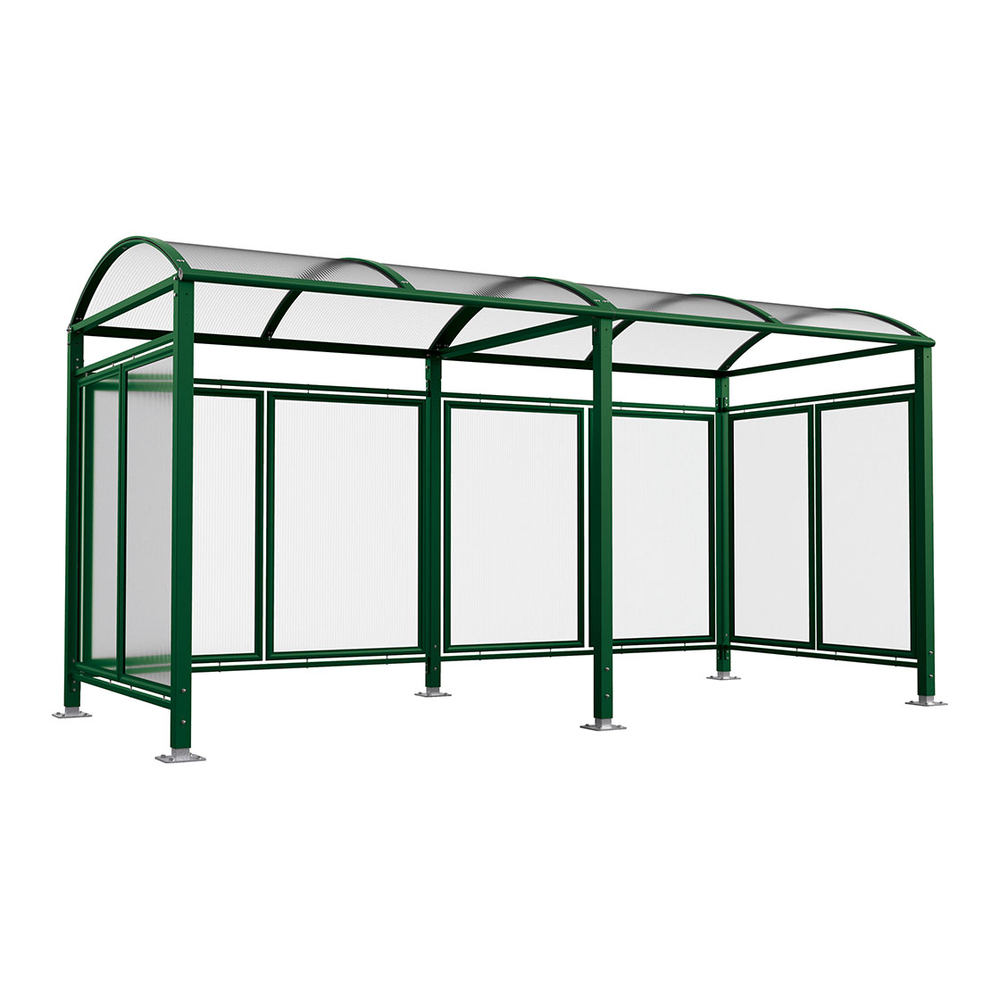 Abri vélos Voûte M bardages polycarbonate RAL6005 - Tout-en-un Abri initial + 1 extension + bardages latéraux et de fond - PROCITY - 529374.6005