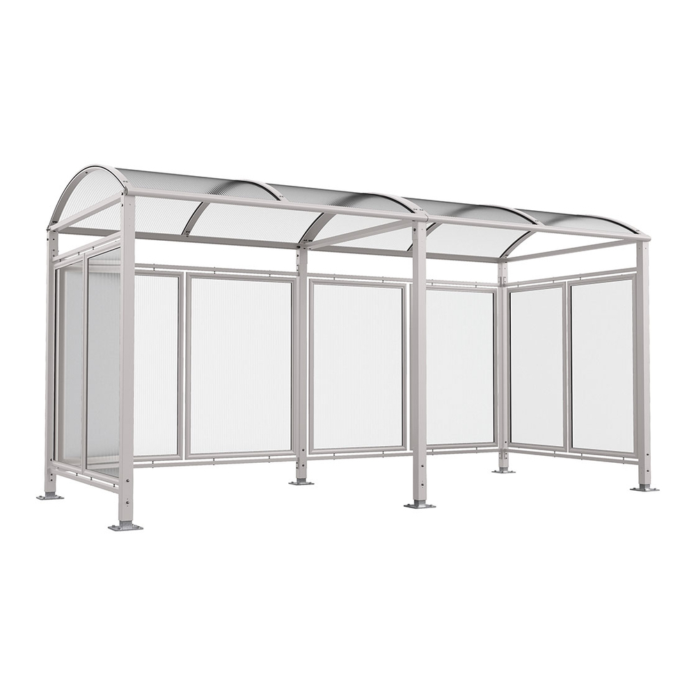 Abri vélos Voûte M bardages polycarbonate RAL7044 - Tout-en-un Abri initial + 1 extension + bardages latéraux et de fond - PROCITY - 529374.7044