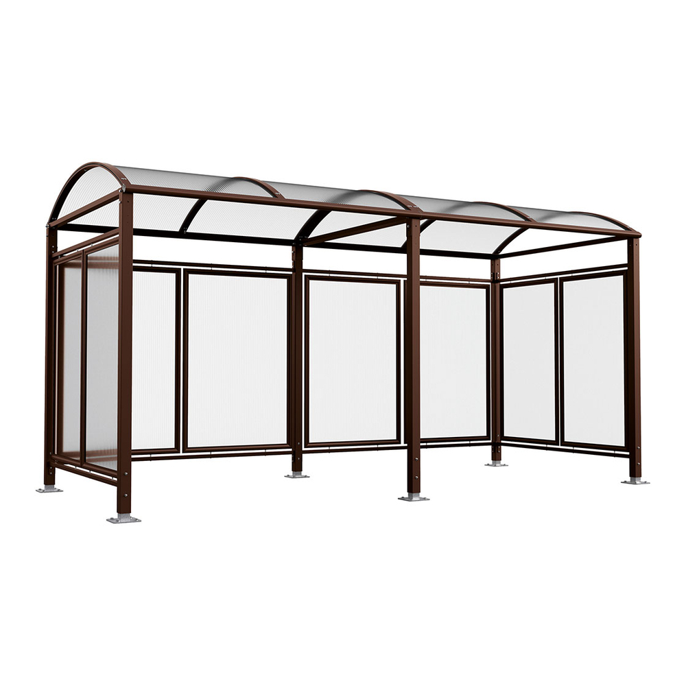 Abri vélos Voûte M bardages polycarbonate RAL8017 - Tout-en-un Abri initial + 1 extension + bardages latéraux et de fond - PROCITY - 529374.8017