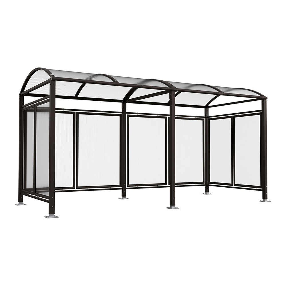 Abri vélos Voûte M bardages polycarbonate RAL9005 - Tout-en-un Abri initial + 1 extension + bardages latéraux et de fond - PROCITY - 529374.9005