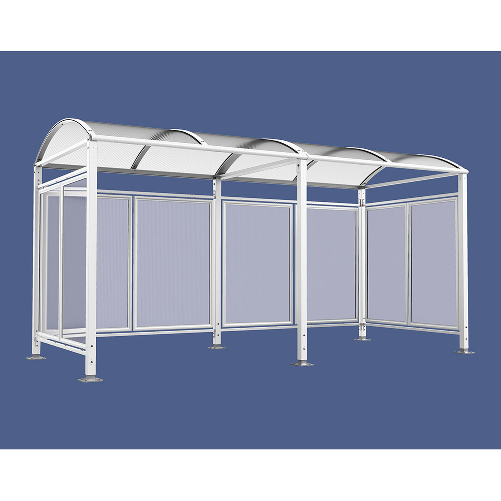 Abri vélos Voûte M bardages polycarbonate RAL9010 - Tout-en-un Abri initial + 1 extension + bardages latéraux et de fond - PROCITY - 529374.9010