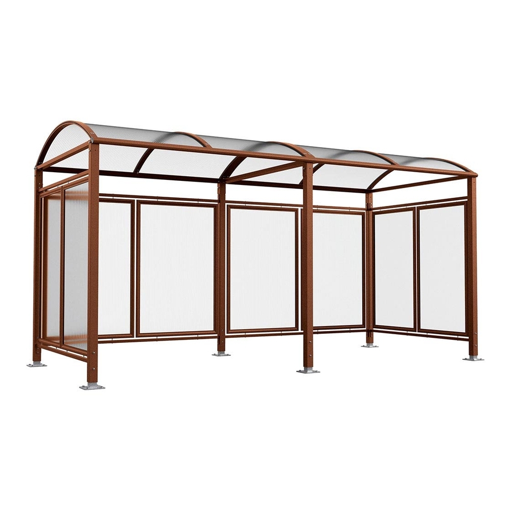 Abri vélos Voûte M bardages polycarbonate Aspect Corten - Tout-en-un Abri initial + 1 extension + bardages latéraux et de fond - PROCITY - 529374.S025