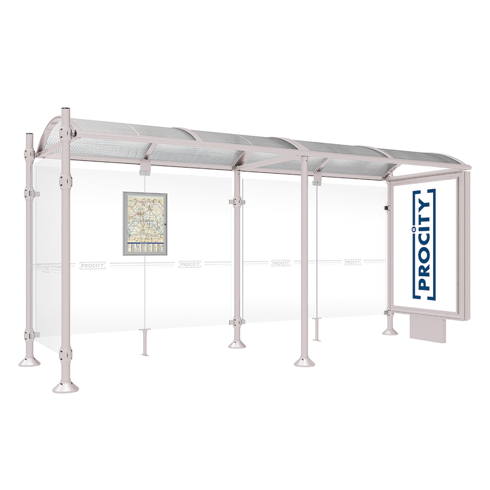 Station bus Province Inox brossé RAL7044 - 5000 mm - un caisson lumineux et un bardage latéral - PROCITY - 529397.7044