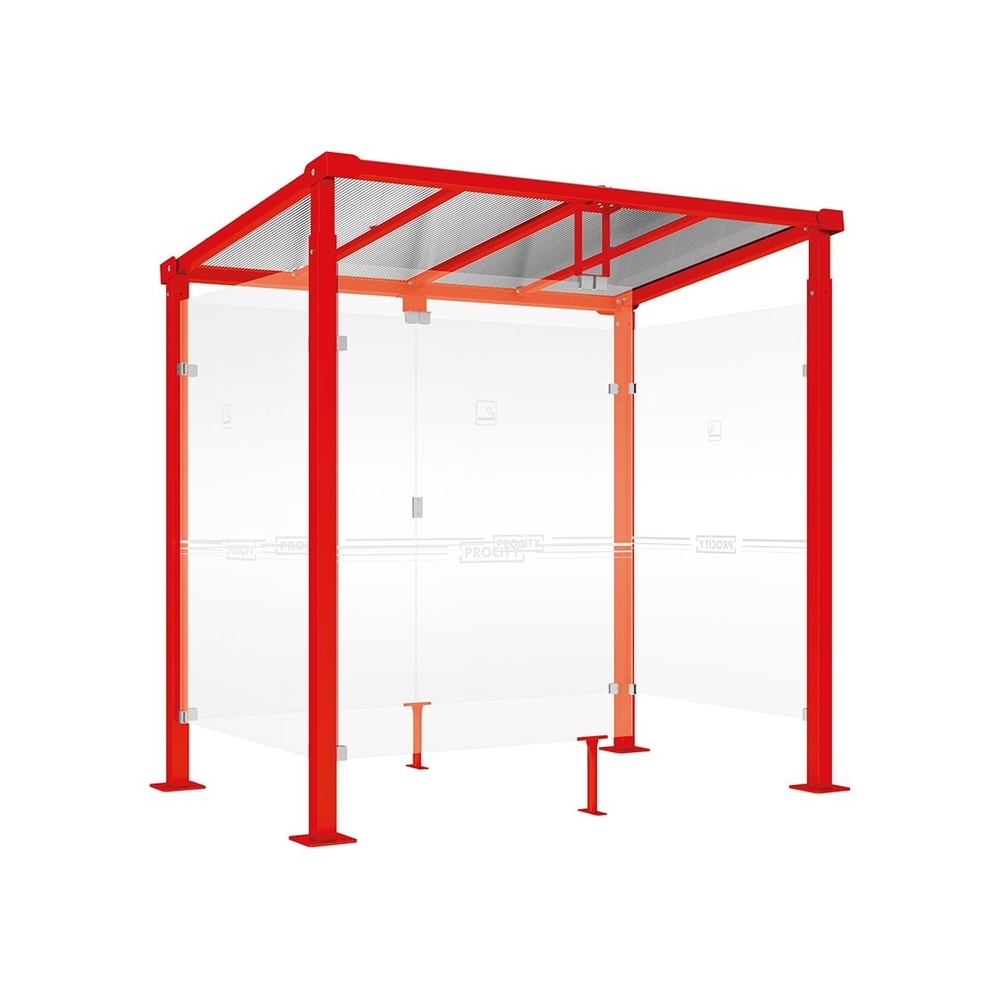 Abri fumeurs Milan RAL3020 - 2500 mm - PROCITY - 529405.3020