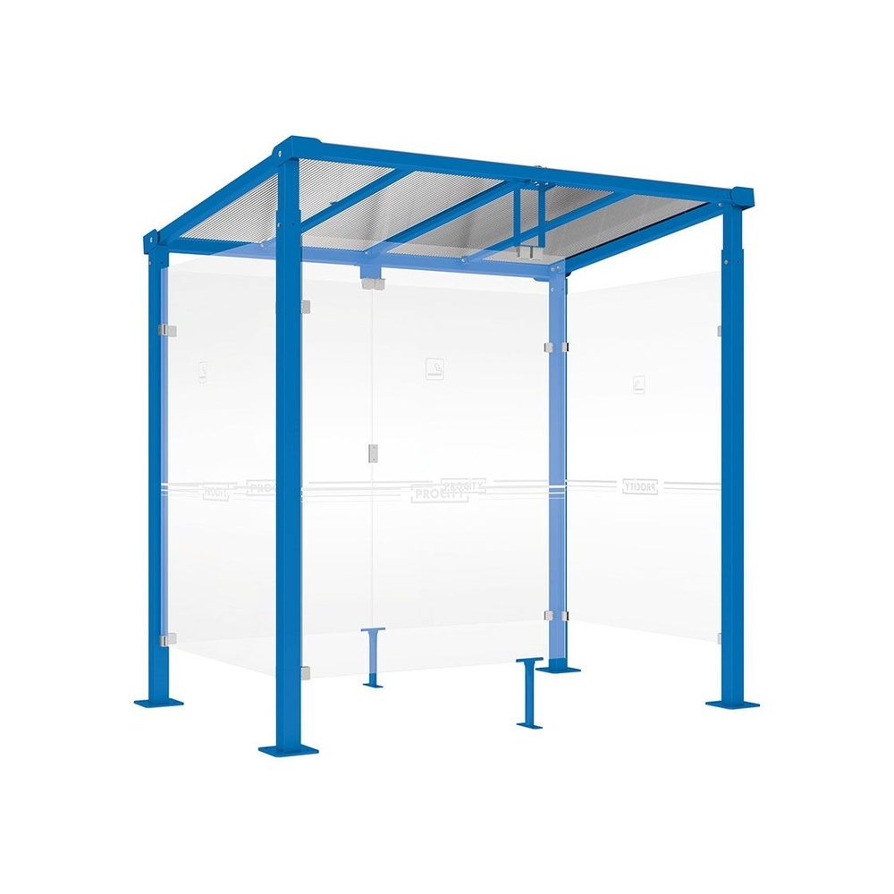Abri fumeurs Milan RAL5010 - 2500 mm - PROCITY - 529405.5010