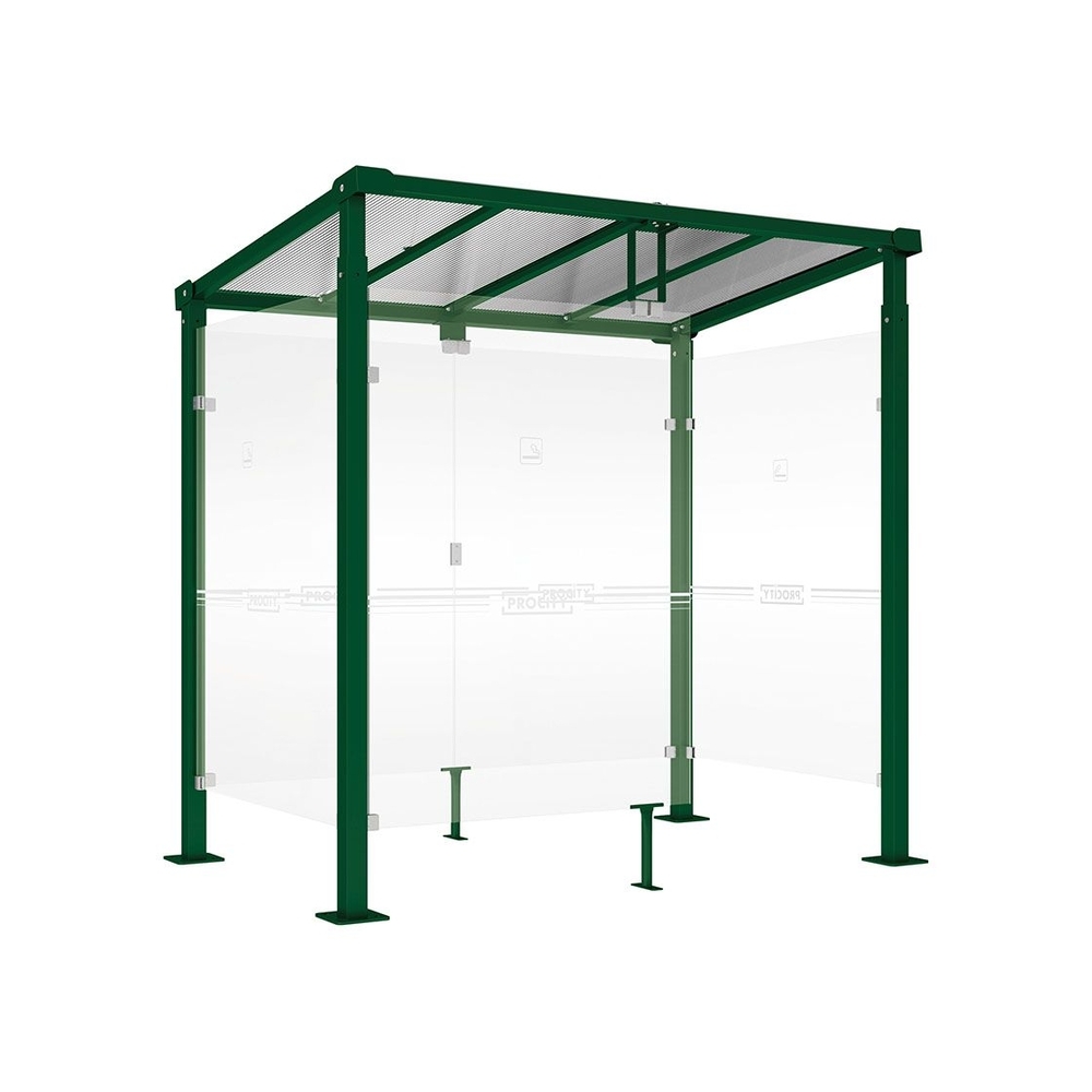 Abri fumeurs Milan RAL6005 - 2500 mm - PROCITY - 529405.6005