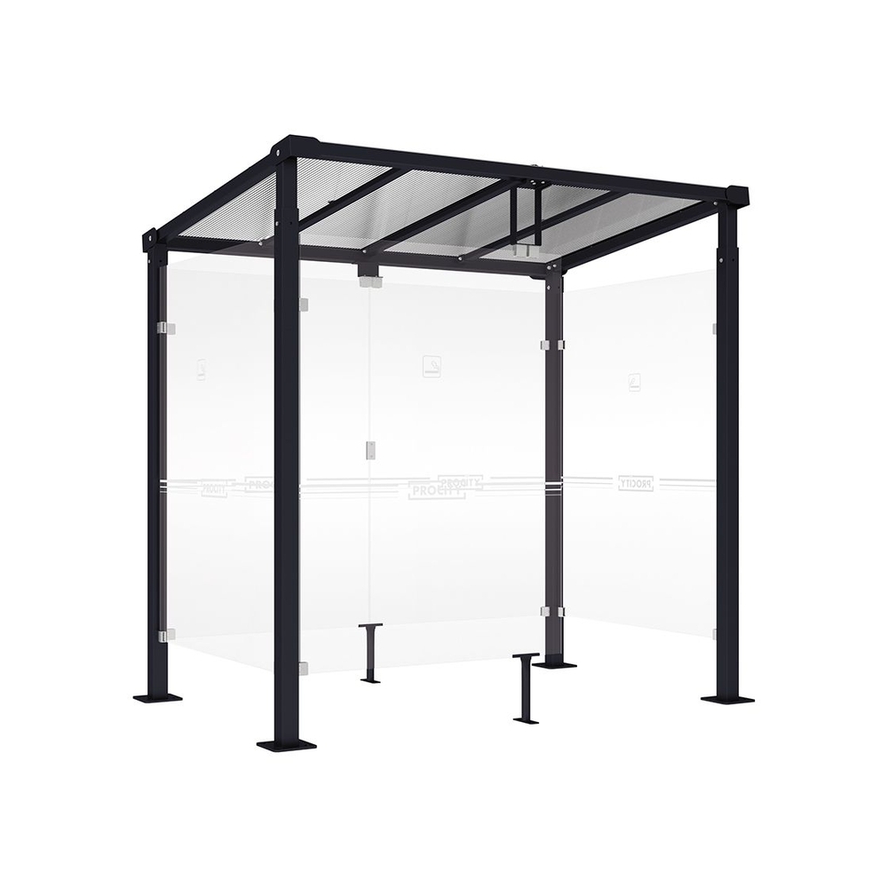 Abri fumeurs Milan RAL9005 - 2500 mm - PROCITY - 529405.9005