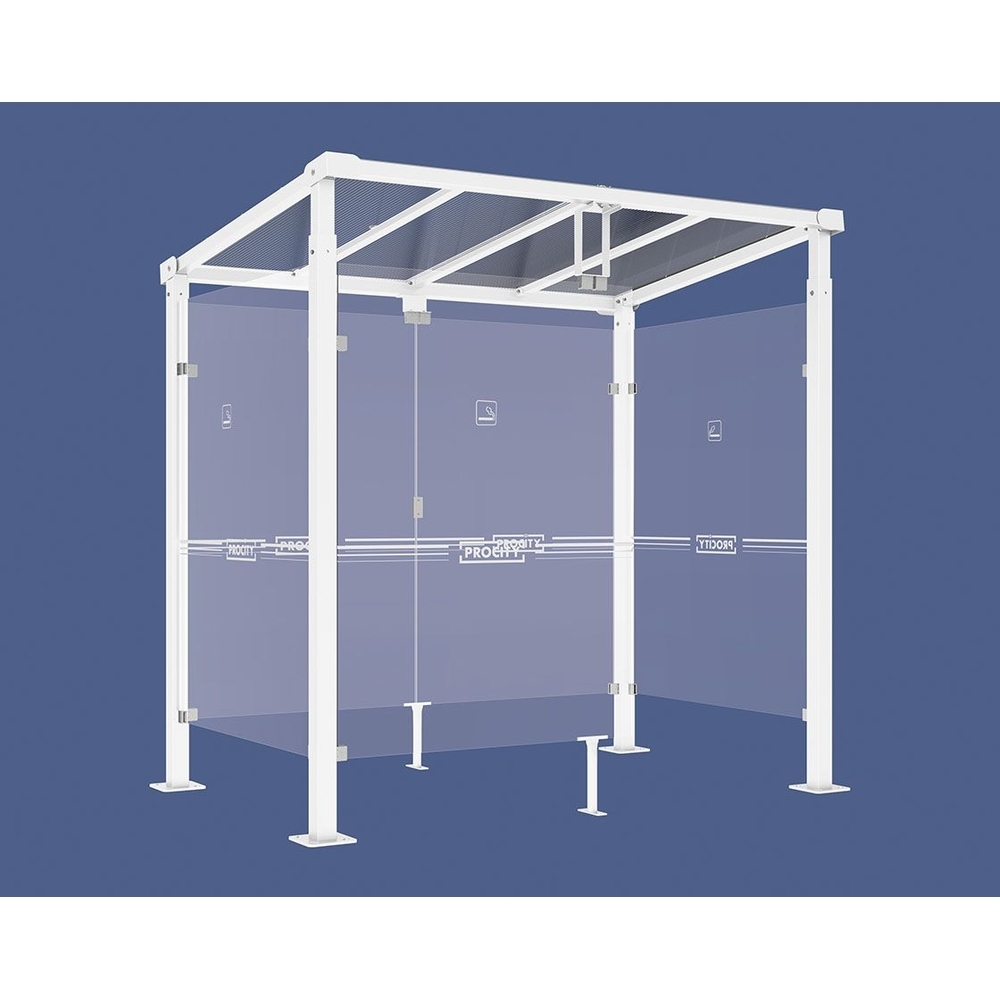 Abri fumeurs Milan RAL9010 - 2500 mm - PROCITY - 529405.9010