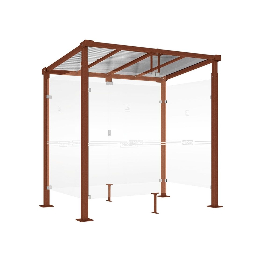 Abri fumeurs Milan Aspect Corten - 2500 mm - PROCITY - 529405.S025