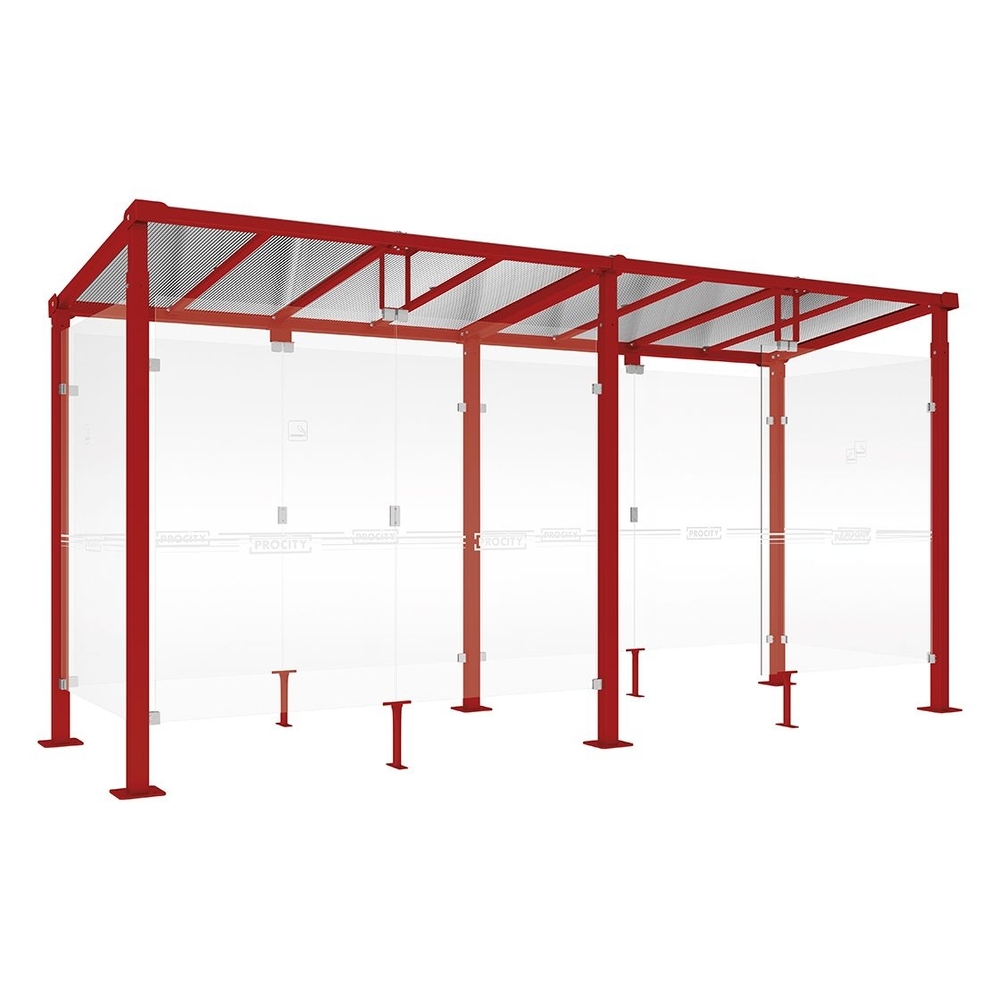 Abri fumeurs Milan RAL3004 - 5000 mm - PROCITY - 529406.3004
