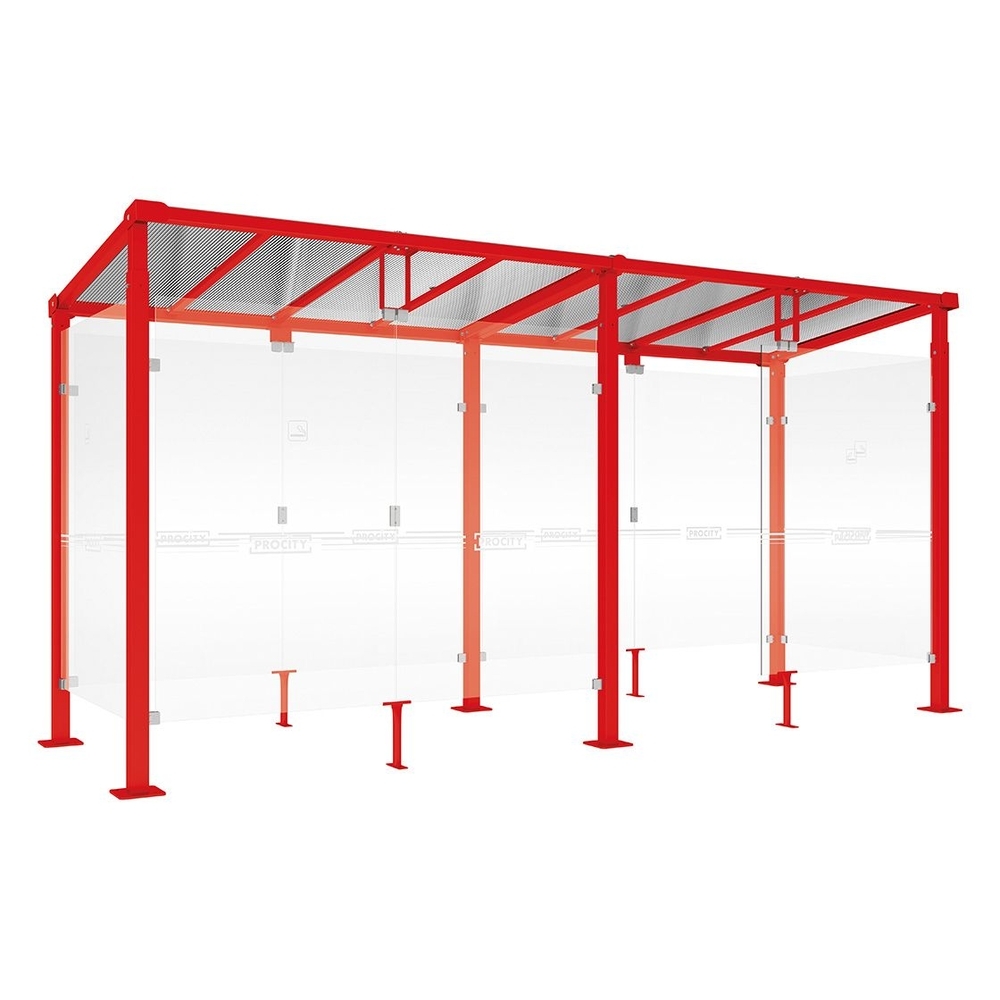 Abri fumeurs Milan RAL3020 - 5000 mm - PROCITY - 529406.3020