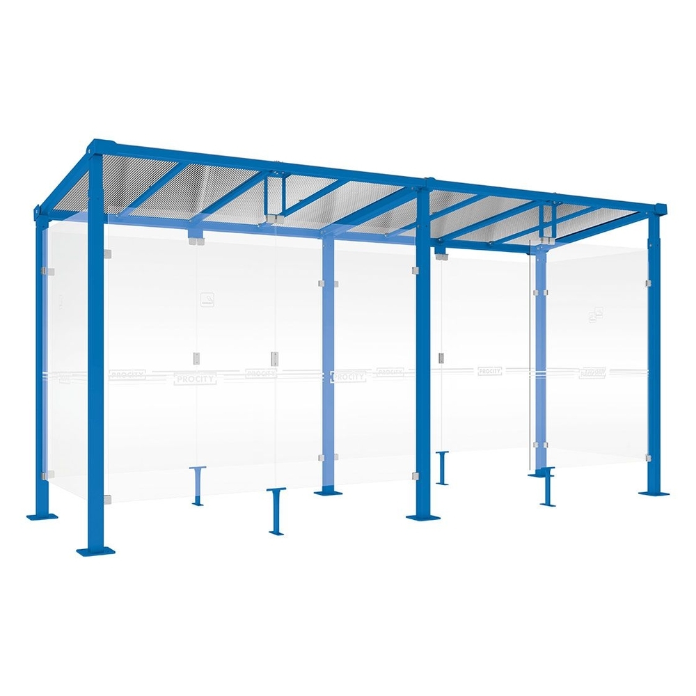 Abri fumeurs Milan RAL5010 - 5000 mm - PROCITY - 529406.5010