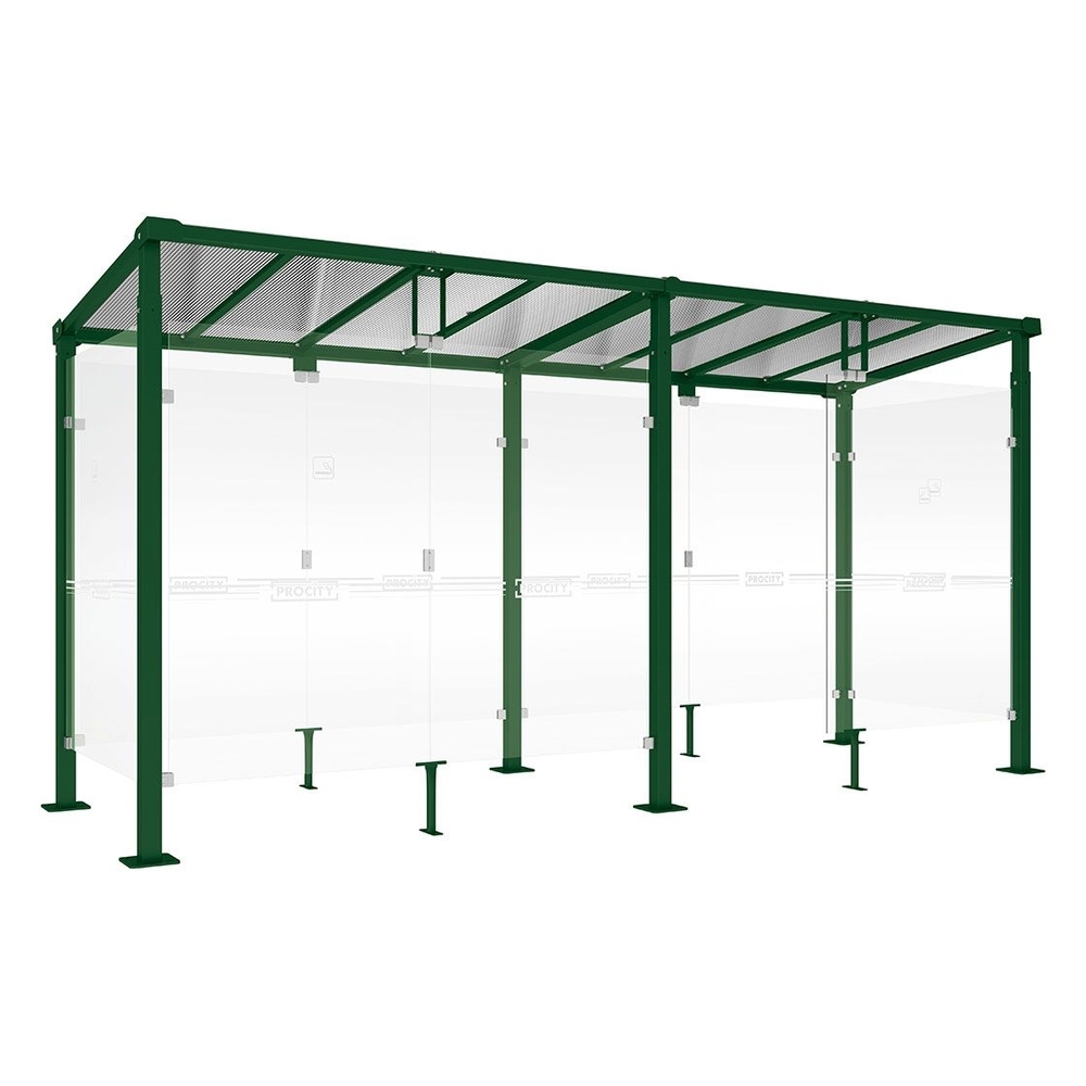 Abri fumeurs Milan RAL6005 - 5000 mm - PROCITY - 529406.6005