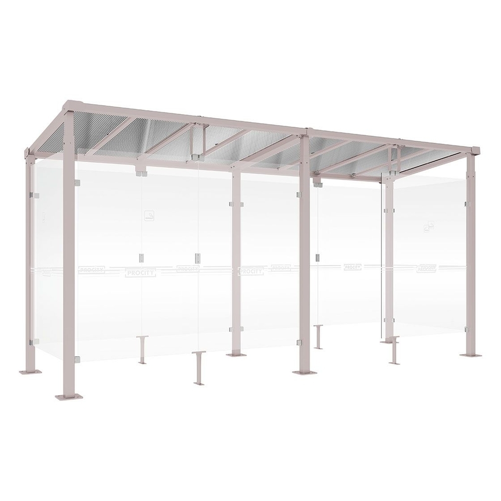 Abri fumeurs Milan RAL7044 - 5000 mm - PROCITY - 529406.7044