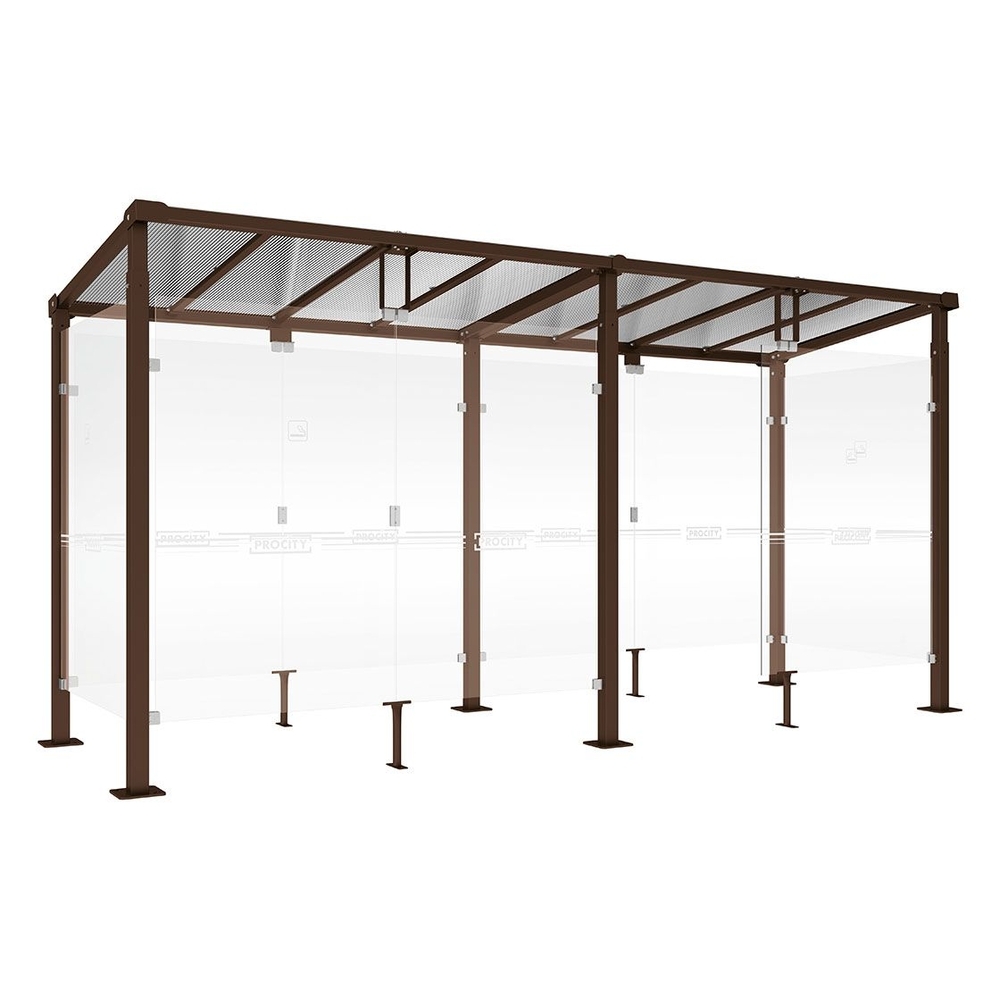 Abri fumeurs Milan RAL8017 - 5000 mm - PROCITY - 529406.8017