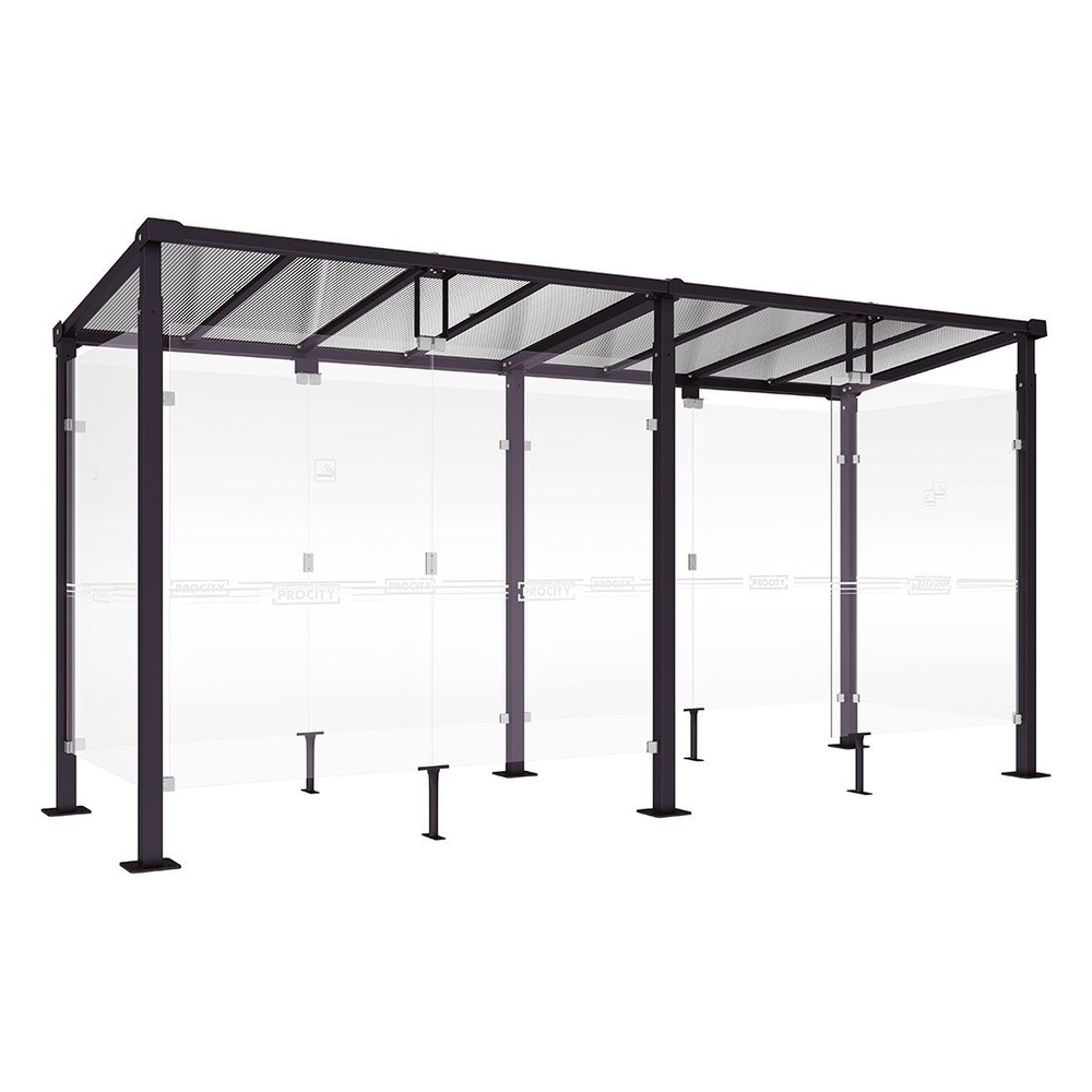 Abri fumeurs Milan RAL9005 - 5000 mm - PROCITY - 529406.9005