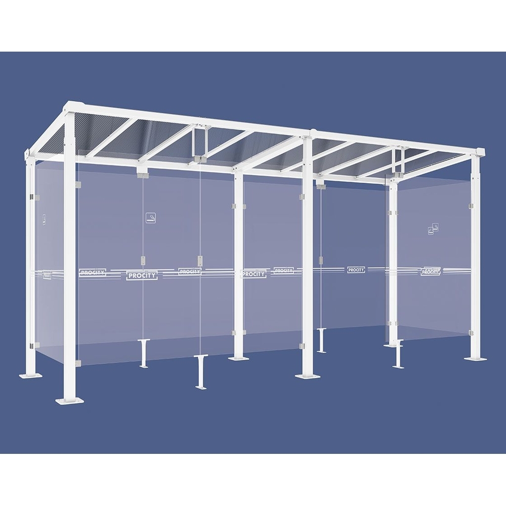 Abri fumeurs Milan RAL9010 - 5000 mm - PROCITY - 529406.9010