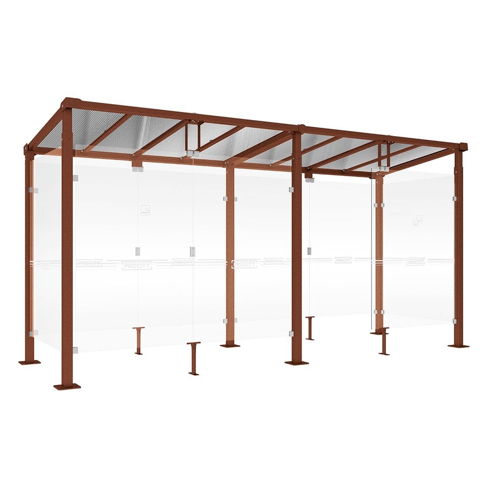Abri fumeurs Milan Aspect Corten - 5000 mm - PROCITY - 529406.S025
