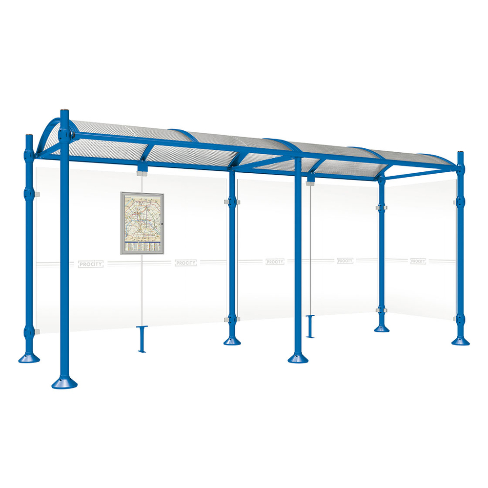 Station bus Province Inox brossé RAL5010 - 5000 mm - un bardage latéral - PROCITY - 529422.5010