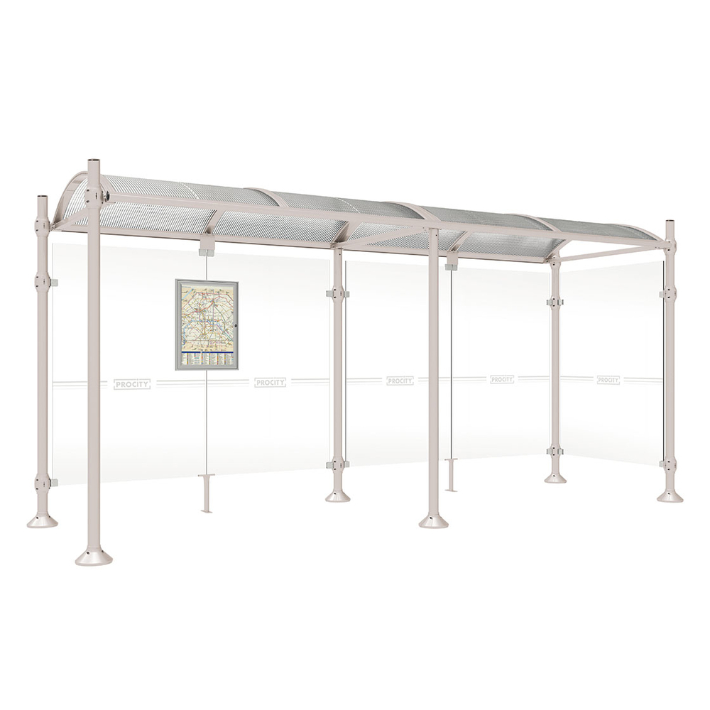 Station bus Province Inox brossé RAL7044 - 5000 mm - un bardage latéral - PROCITY - 529422.7044