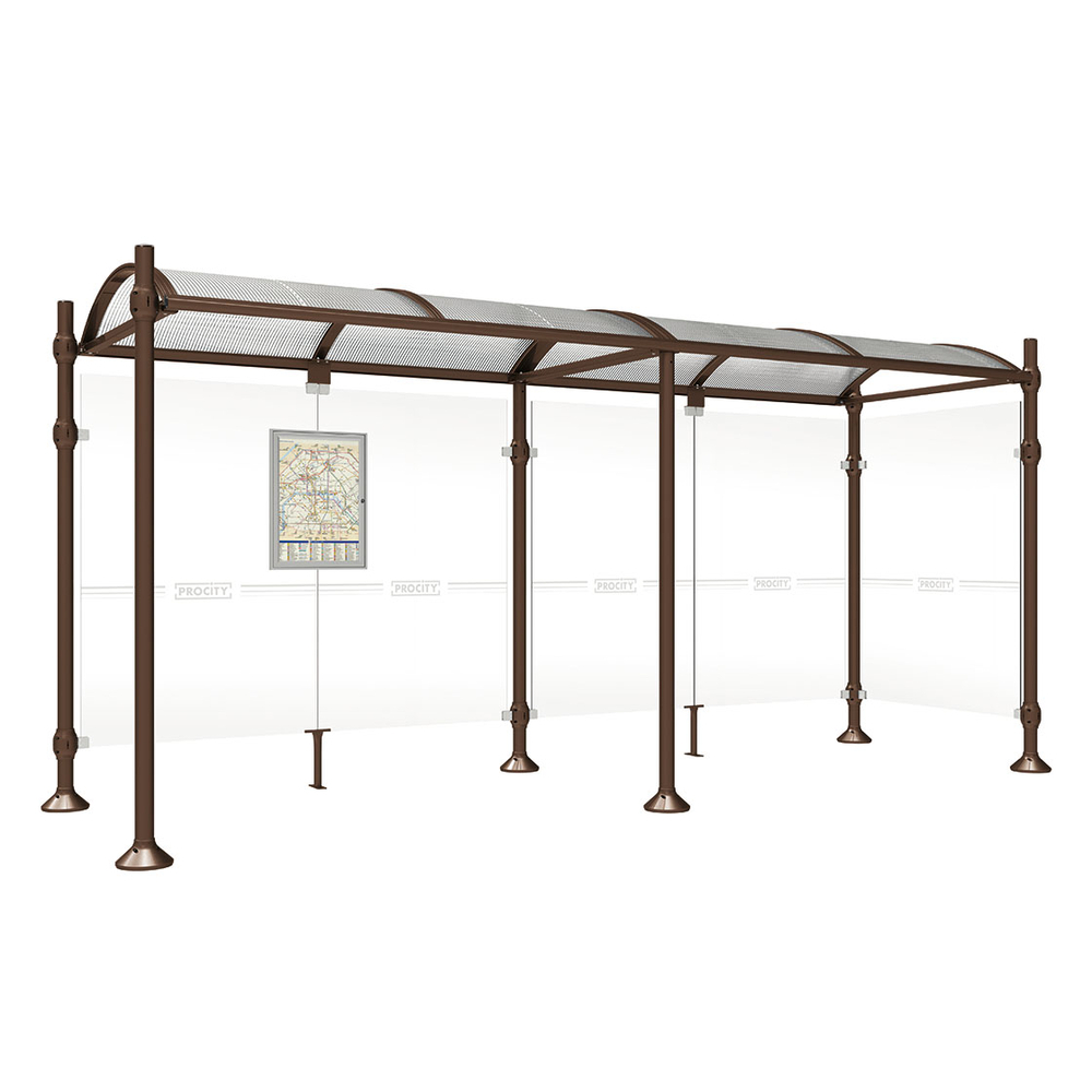 Station bus Province Inox brossé RAL8017 - 5000 mm - un bardage latéral - PROCITY - 529422.8017