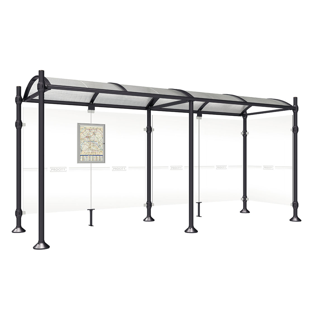 Station bus Province Inox brossé RAL9005 - 5000 mm - un bardage latéral - PROCITY - 529422.9005