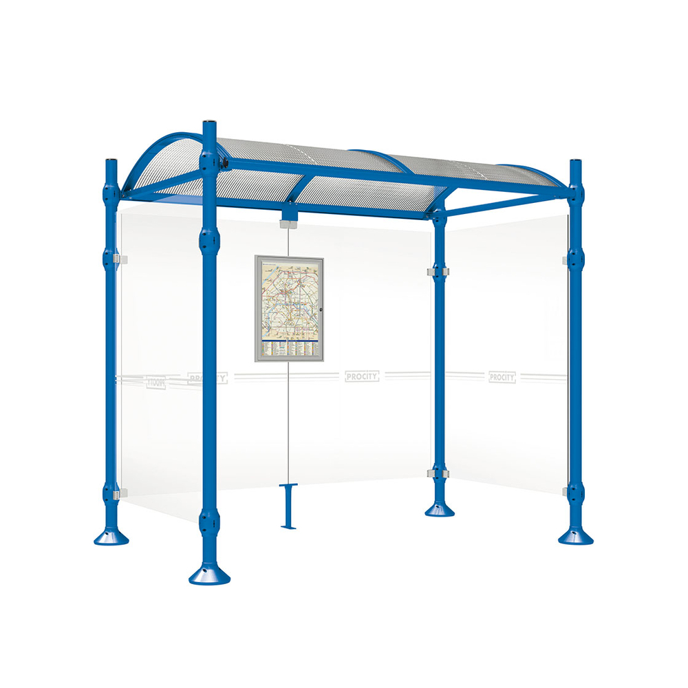 Station bus Province Inox brossé RAL5010 - 2500 mm - deux bardages latéraux - PROCITY - 529423.5010