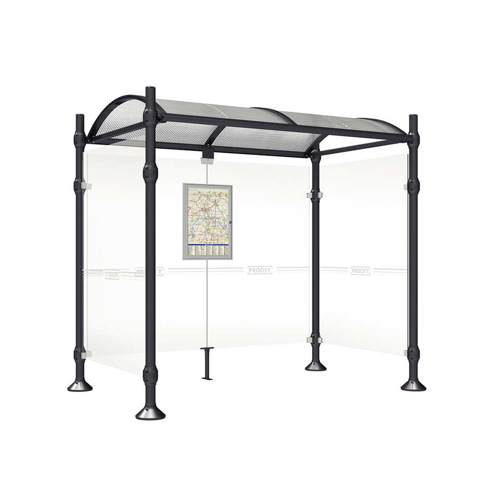 Station bus Province Inox brossé RAL9005 - 2500 mm - deux bardages latéraux - PROCITY - 529423.9005