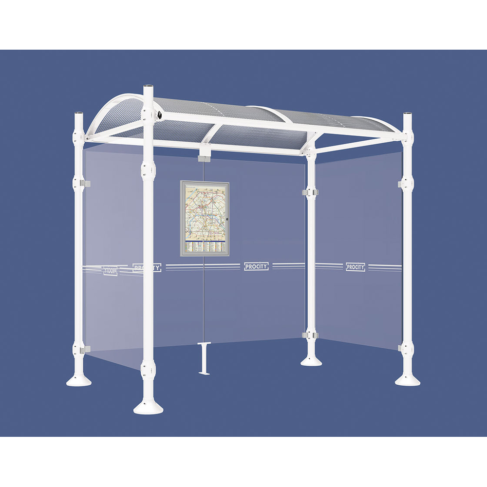 Station bus Province Inox brossé RAL9010 - 2500 mm - deux bardages latéraux - PROCITY - 529423.9010