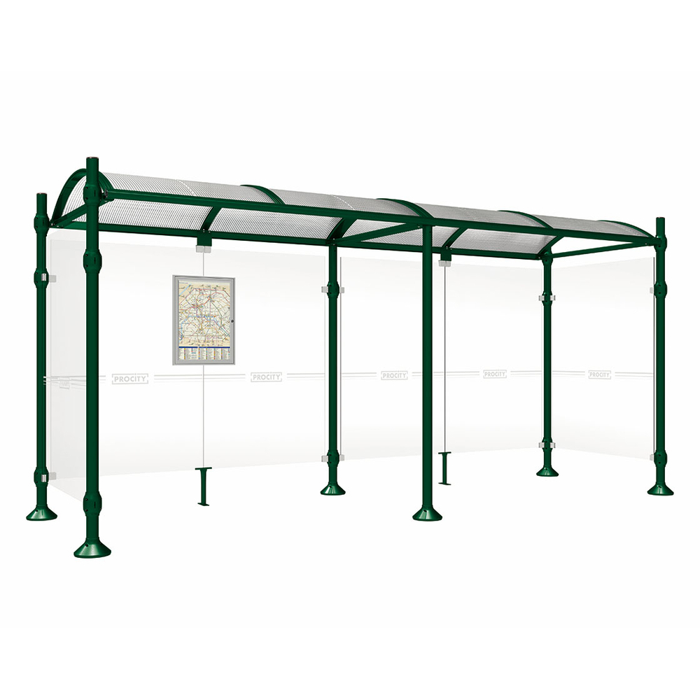 Station bus Province Inox brossé RAL6005 - 5000 mm - deux bardages latéraux - PROCITY - 529424.6005