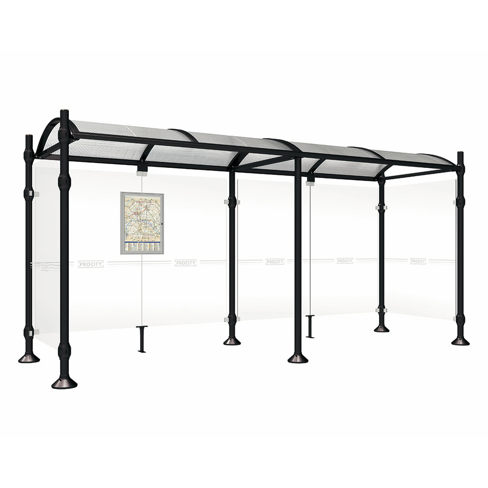 Station bus Province Inox brossé RAL9005 - 5000 mm - deux bardages latéraux - PROCITY - 529424.9005