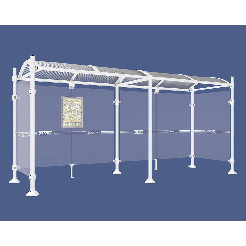 Station bus Province Inox brossé RAL9010 - 5000 mm - deux bardages latéraux - PROCITY - 529424.9010