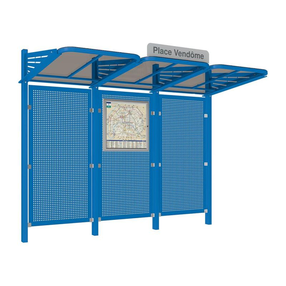 Station bus Conviviale bardages acier RAL5010 - Sans bardage latéral - PROCITY - 529435.5010