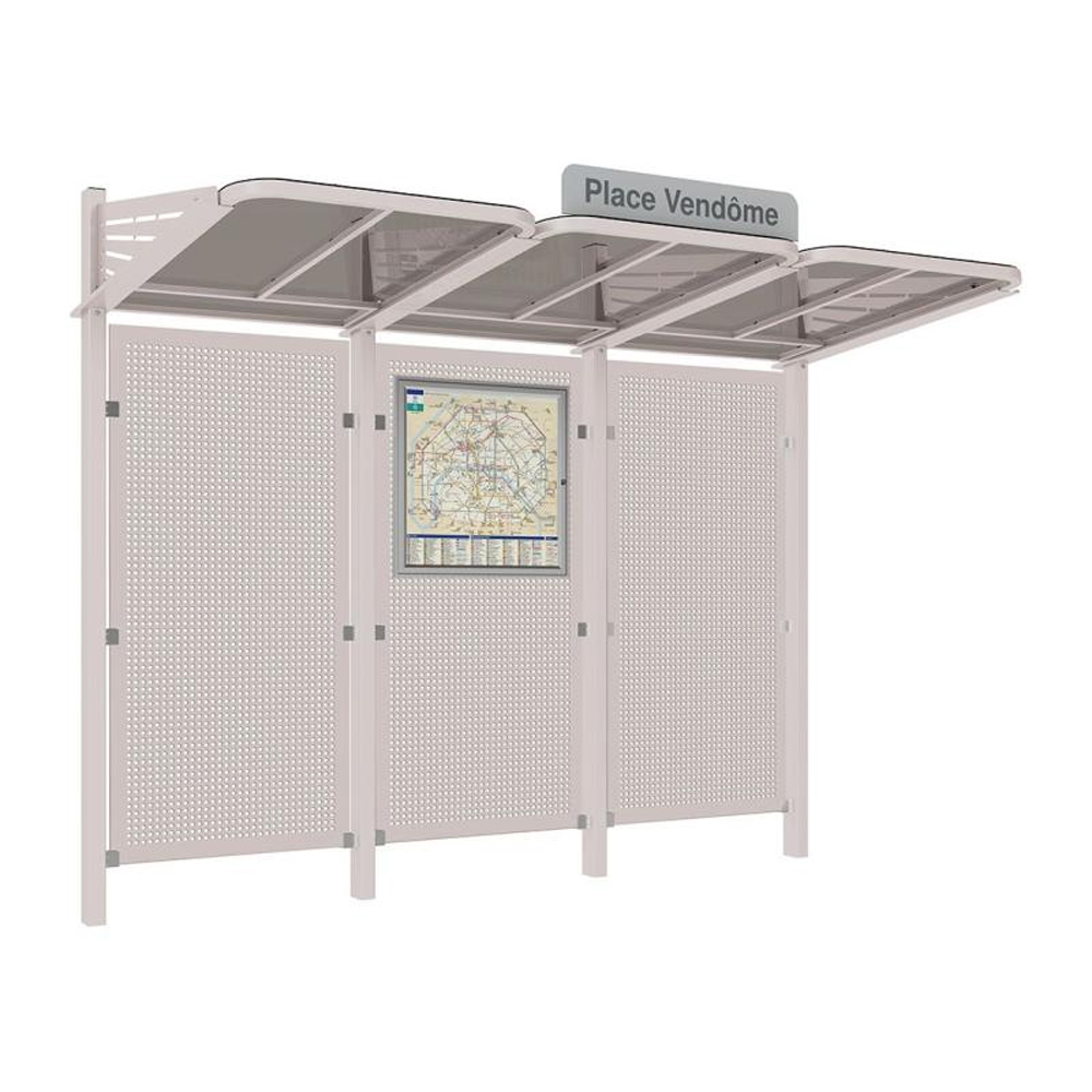 Station bus Conviviale bardages acier RAL7044 - Sans bardage latéral - PROCITY - 529435.7044