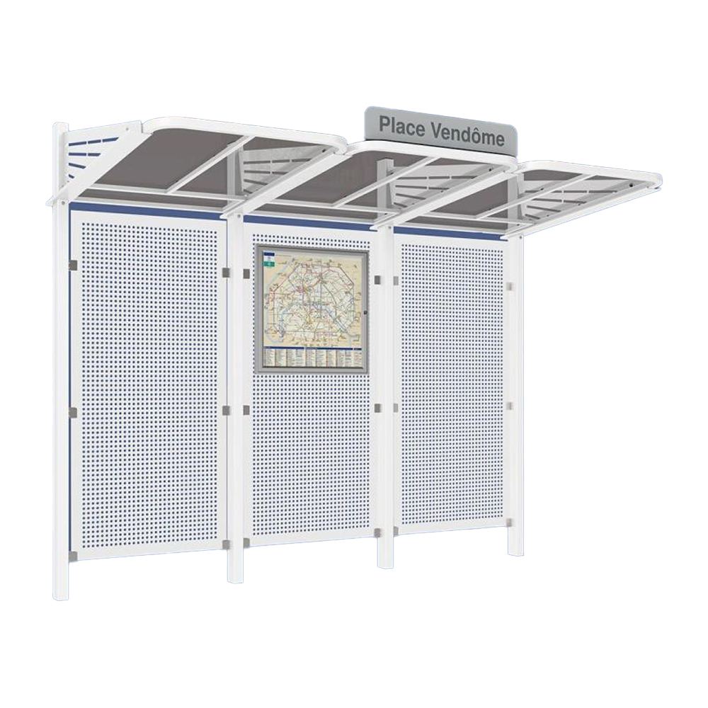 Station bus Conviviale bardages acier RAL9010 - Sans bardage latéral - PROCITY - 529435.9010