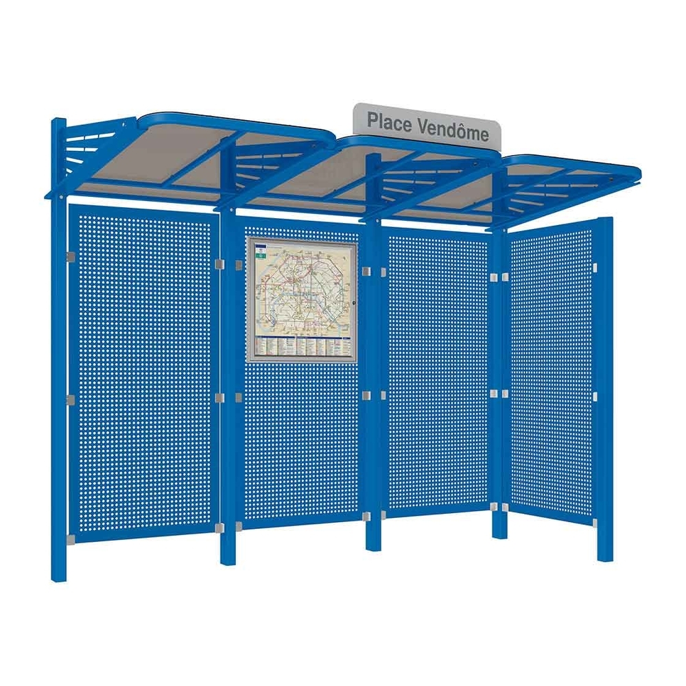 Station bus Conviviale bardages acier RAL5010 - bardage latéral à droite - PROCITY - 529436.5010