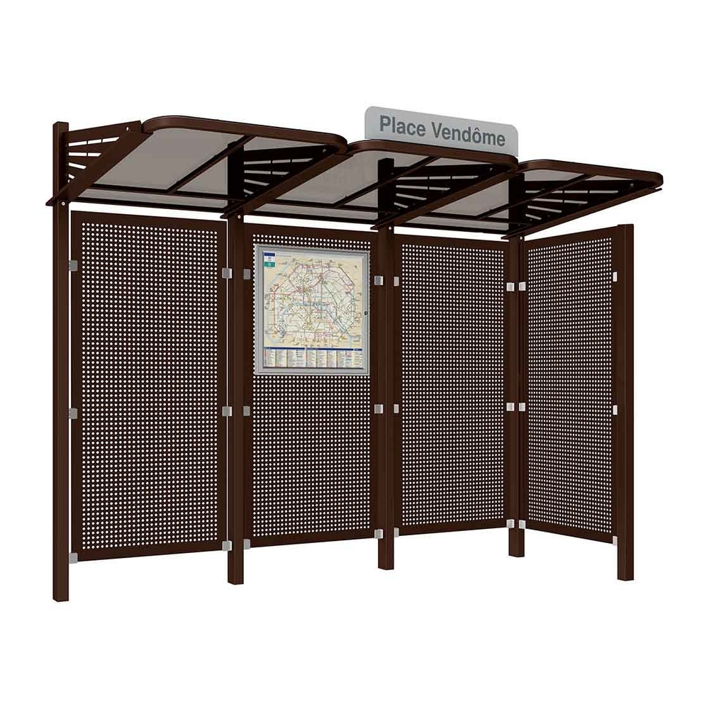 Station bus Conviviale bardages acier RAL8017 - bardage latéral à droite - PROCITY - 529436.8017