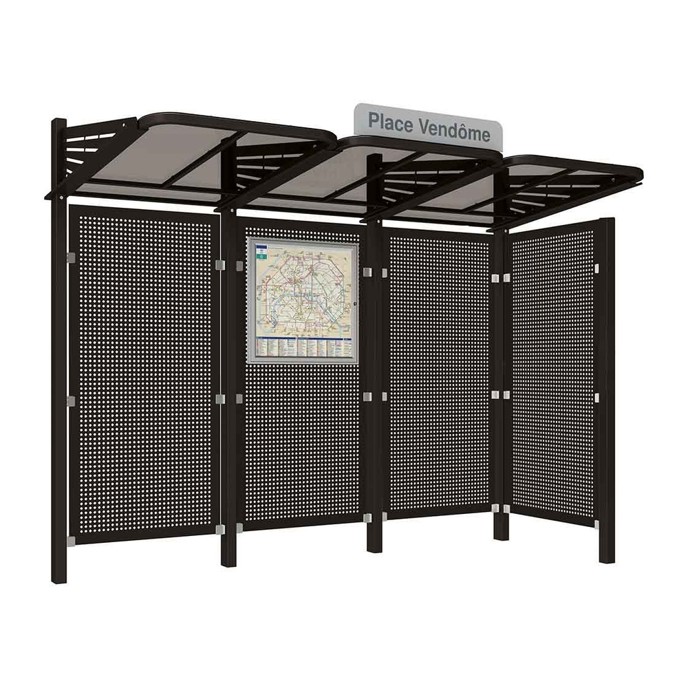 Station bus Conviviale bardages acier RAL9005 - bardage latéral à droite - PROCITY - 529436.9005
